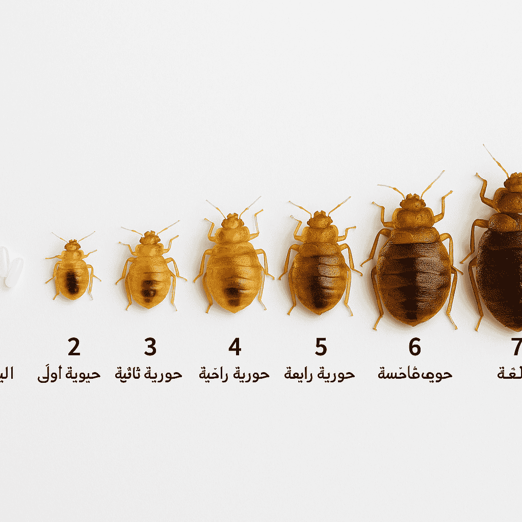 احجام حشرة بق الفراش من البيض حتى المرحلة القادرة على التكاثر تبينها شركة رش البق بجدة